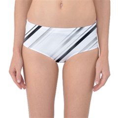 High Contrast Minimalist Black And White Modern Abstract Linear Geometric Style Design Mid-waist Bikini Bottoms by dflcprintsclothing