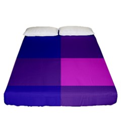 Blue And Pink Buffalo Plaid Check Squares Pattern Fitted Sheet (queen Size) by yoursparklingshop