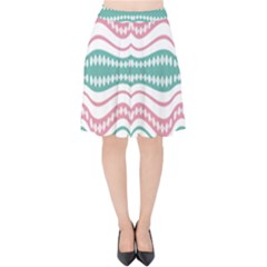 Waving Lines Vivid Pattern Velvet High Waist Skirt by dflcprintsclothing