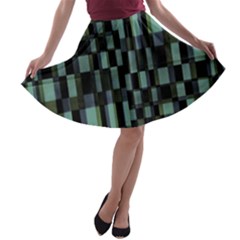 Dark Geometric Pattern Design A-line Skater Skirt by dflcprintsclothing