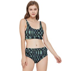Dark Geometric Pattern Design Frilly Bikini Set by dflcprintsclothing