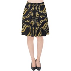 Black And Orange Geometric Design Velvet High Waist Skirt by dflcprintsclothing