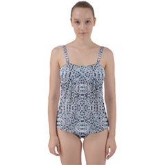 Dots Motif Geometric Print Design Twist Front Tankini Set by dflcprintsclothing