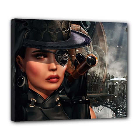 Steampunk Spy Lady Deluxe Canvas 24  X 20  (stretched) by 2853937