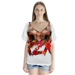 Xzk8 V-neck Flutter Sleeve Top by XzoticKingdom4U
