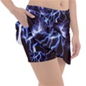 Blue Thunder at night, Colorful Lightning graphic Tennis Skorts View3