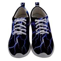 Blue Thunder At Night, Colorful Lightning Graphic Athletic Shoes by picsaspassion