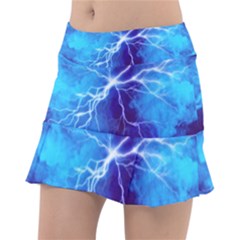 Blue Thunder Lightning At Night, Graphic Art Tennis Skorts by picsaspassion