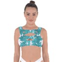 Blue Autumn Maple leaves collage, graphic design Bandaged Up Bikini Top View1