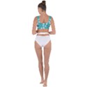 Blue Autumn Maple leaves collage, graphic design Bandaged Up Bikini Top View2