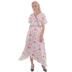 Kawaii Cupcake  Cross Front Sharkbite Hem Maxi Dress by lisamaisak
