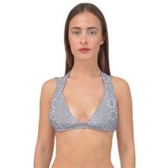 Modern Ornate Geometric Silver Pattern Double Strap Halter Bikini Top by dflcprintsclothing