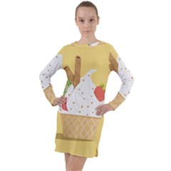 Ice Cream Dessert Summer Long Sleeve Hoodie Dress by Dutashop