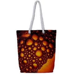 Bubbles Abstract Art Gold Golden Full Print Rope Handle Tote (small) by Dutashop