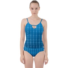 Background Texture Pattern Blue Cut Out Top Tankini Set by Dutashop