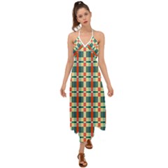 Texture Plaid Halter Tie Back Dress  by Dutashop