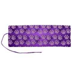 Pattern Texture Feet Dog Purple Roll Up Canvas Pencil Holder (m) by Dutashop