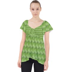 Green Pattern Ornate Background Lace Front Dolly Top by Dutashop