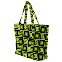 Green Pattern Square Squares Zip Up Canvas Bag by Dutashop