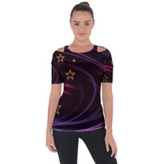 Background Abstract Star Shoulder Cut Out Short Sleeve Top by Dutashop