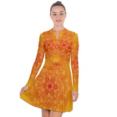 Fractal Yellow Orange Long Sleeve Panel Dress by Dutashop