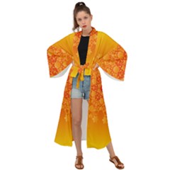 Fractal Yellow Orange Maxi Kimono by Dutashop