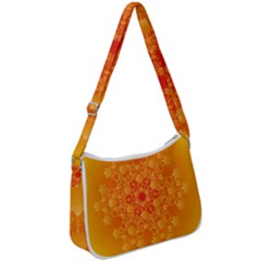Fractal Yellow Orange Zip Up Shoulder Bag by Dutashop