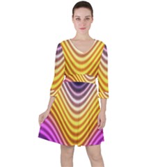 Wave Line Waveform Sound Orange Ruffle Dress by Dutashop