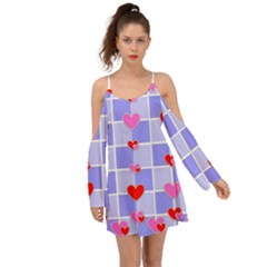 Love Hearts Valentine Decorative Kimono Sleeves Boho Dress by Dutashop