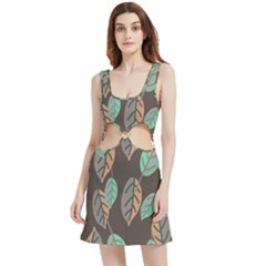 Leaf Brown Velvet Cutout Dress by Dutashop