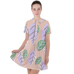 Leaf Pink Short Sleeve Shoulder Cut Out Dress  by Dutashop