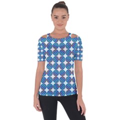 Geometric Dots Pattern Shoulder Cut Out Short Sleeve Top by Dutashop