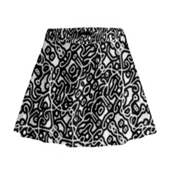 Interlace Black And White Pattern Mini Flare Skirt by dflcprintsclothing