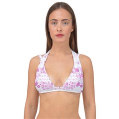 Pink Flowers Double Strap Halter Bikini Top by Eskimos