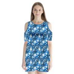Star Hexagon Deep Blue Light Shoulder Cutout Velvet One Piece by Dutashop