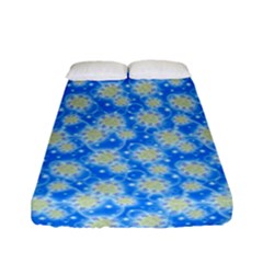 Hydrangea Blue Glitter Round Fitted Sheet (full/ Double Size) by Dutashop