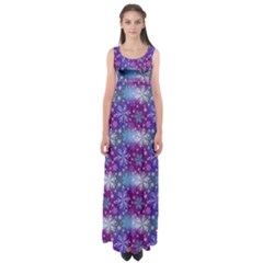 Snow Blue Purple Tulip Empire Waist Maxi Dress by Dutashop