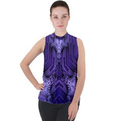 Mandala Neon Mock Neck Chiffon Sleeveless Top by Dutashop