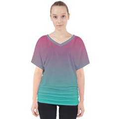 Teal Sangria V-neck Dolman Drape Top by SpangleCustomWear