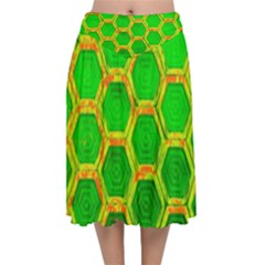 Hexagon Window Velvet Flared Midi Skirt by essentialimage365