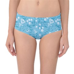 Blue White Flowers Mid-waist Bikini Bottoms by Eskimos