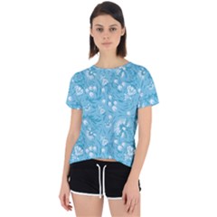 Blue White Flowers Open Back Sport Tee by Eskimos