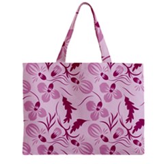 Dark Pink Flowers Zipper Mini Tote Bag by Eskimos