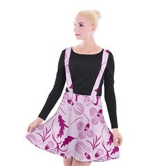 Dark Pink Flowers Suspender Skater Skirt by Eskimos