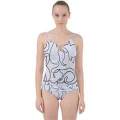 Cats Line Art  Cut Out Top Tankini Set by Sobalvarro