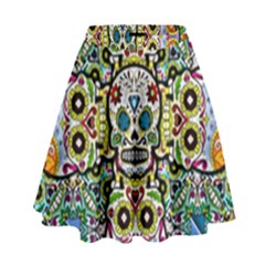Sugar Skulls Pattern High Waist Skirt by ExtraAwesomeSauce