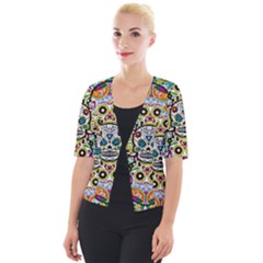 Sugar Skulls Pattern Cropped Button Cardigan by ExtraAwesomeSauce
