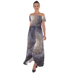 Spiral Galaxy Off Shoulder Open Front Chiffon Dress by ExtraAwesomeSauce