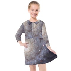 Spiral Galaxy Kids  Quarter Sleeve Shirt Dress by ExtraAwesomeSauce