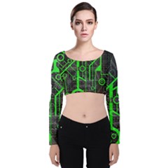 Tech Velvet Long Sleeve Crop Top by ExtraAwesomeSauce